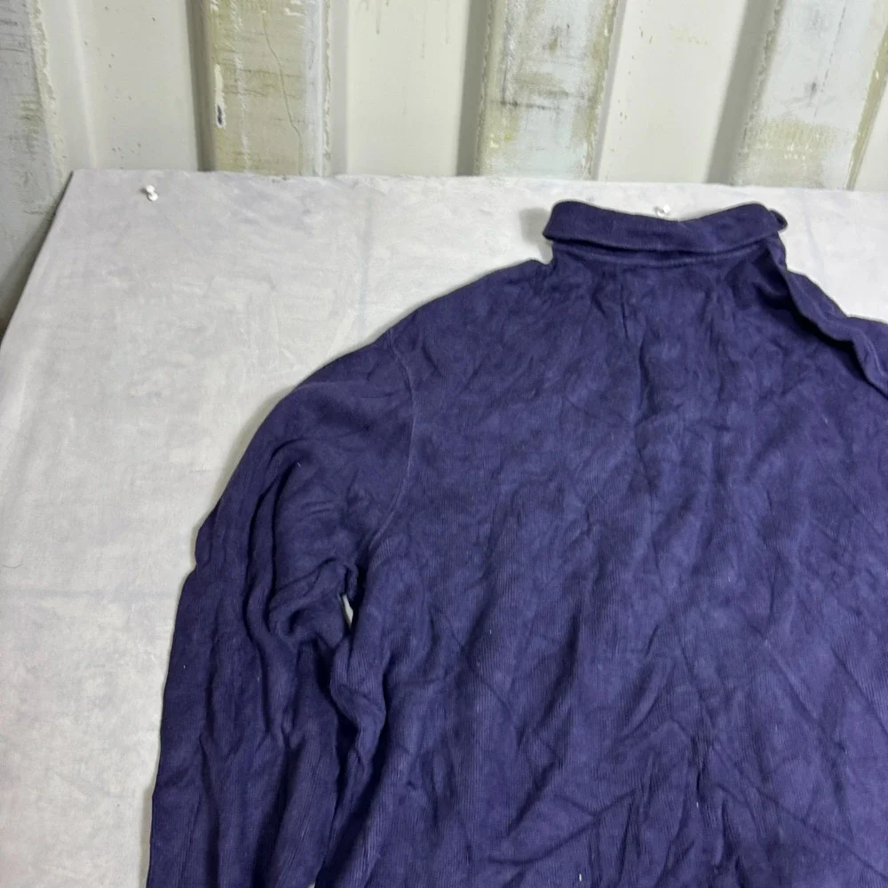 VTG Polo Ralph Lauren Mens Sweater Blue Knit Pony Logo‎ Quarter-Zip Pullover XL